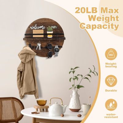 Ronde houten sleutel en posthouder organisator voor ingang Mudroom gang Keuken kantoor