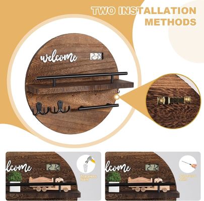 Ronde houten sleutel en posthouder organisator voor ingang Mudroom gang Keuken kantoor