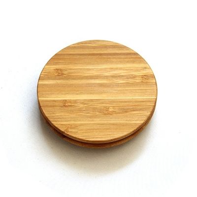 Op maat gemaakte ronde bamboe houten deksel voor glazen kaarshouder potten potten en siliconen ring