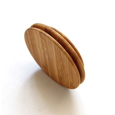 Op maat gemaakte ronde bamboe houten deksel voor glazen kaarshouder potten potten en siliconen ring