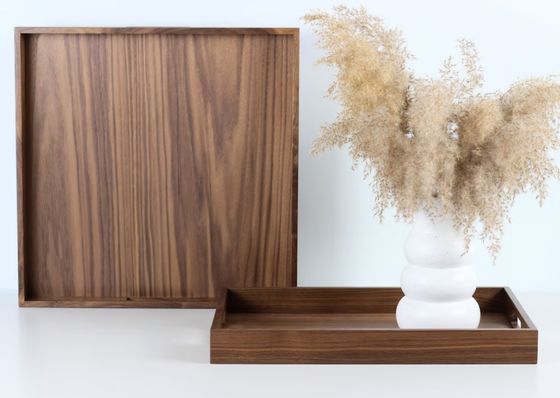 Gepersonaliseerd logo Walnoot Hout Tray Home Decor Serveren Tray met handvaten