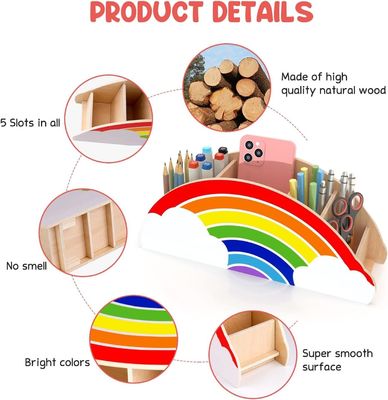 Zilkscherm gedrukte bamboe houten caddy voor telefoon en levering organisatie in massief hout