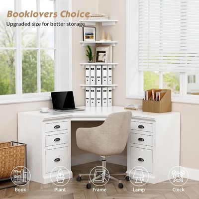 Op maat gemaakte woonkamer decoratie Set van 4 hoek ronde wit zwevende boekenplanken voor de muur