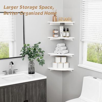 Op maat gemaakte woonkamer decoratie Set van 4 hoek ronde wit zwevende boekenplanken voor de muur