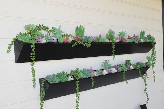 Lange vierkante houten wandplanter voor modern vetig vertoon in binnentuin