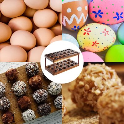 Keukenorganisatie Huishoudelijk apparaat Dubbele laag houten eierenbak met aangepast logo