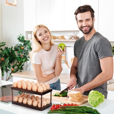 Keukenorganisatie Huishoudelijk apparaat Dubbele laag houten eierenbak met aangepast logo