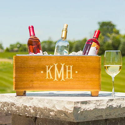 Gepersonaliseerd logo champagne koeler emmer voor verjaardag houten cadeau gepersonaliseerd ontwerp