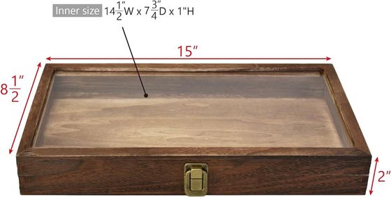 Rechthoekige houten juwelenbak met LED voor aangepaste natuurlijke houten juwelen houder dozen