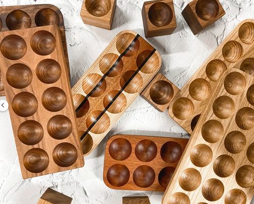 Praktische houten eihouder met één laag voor het organiseren van de toonbank