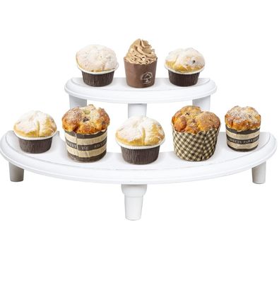 Half Moon Dessert Display Stand 2 verdiepingen houten display risers voor display collecties
