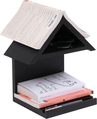 Houten driehoek nachtkast Boeken rust Een uniek en praktisch geschenk voor boekenliefhebbers