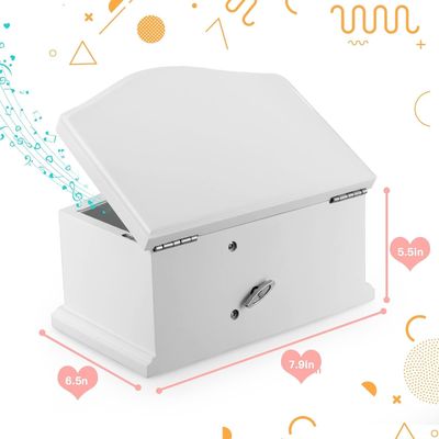 Middelgrote witte houten ballerina juwelendoos met spiegel voor gepersonaliseerde organisatie