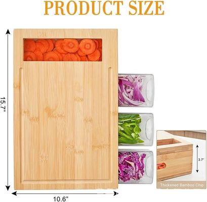 Rectangular bamboe snijplank met 4 container tray Keuken Houten hakplank