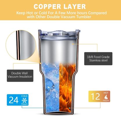 Houtgraan tumbler 30oz roestvrij staal vacuüm geïsoleerde mok voor warme en koude dranken