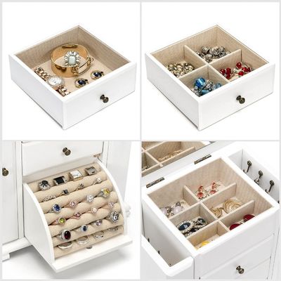 Custom logo rustieke witte sieraden verpakking 4 lagen houten sieraden dozen