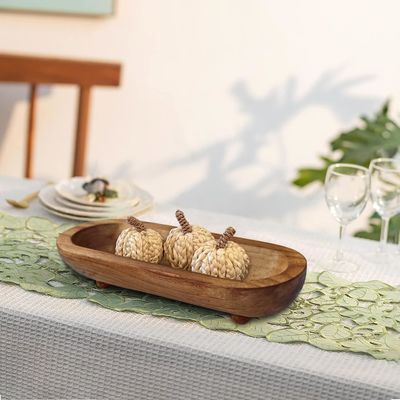 Gepersonaliseerd logo Acceptabele ronde schaal set voor boerderij rustieke bruine decoratieve schalen