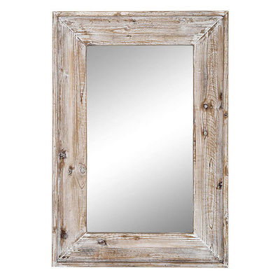 Rustieke boerderij woonkamer decoratie Houten wand hangende spiegel in Plain Colo