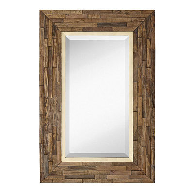 Rustieke boerderij woonkamer decoratie Houten wand hangende spiegel in Plain Colo