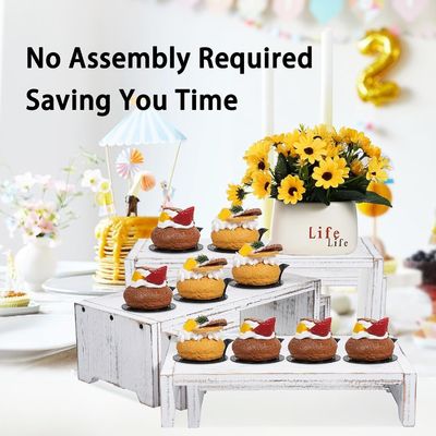 Home Decor en cadeautjes Functioneel ontwerp 3-laag houten messing Cupcake Dessert Display Riser