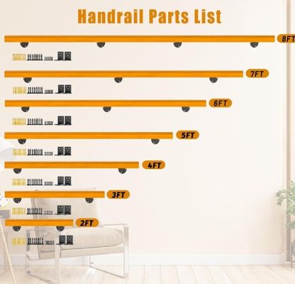 Veiligheid van de trappen in de binnenruimte, niet-glijdende leuning, 3 voet pijnboombanden op aanvraag, complete set