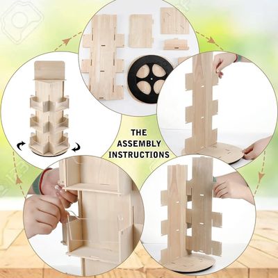 Woonkamermeubilair 3 Tier 4 zijdelingse houten draaibare displaystand met 360-rotatie