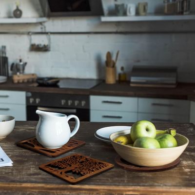 Vierkante ronde houten houten houder Luxe design stijl Houten hittebestendige pads