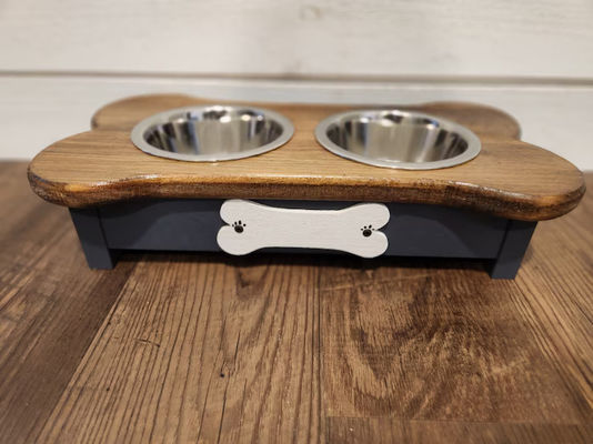 202406 Gepersonaliseerde naamlabel Kleine houten hondenvoermachine voor huisdieren