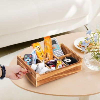 6 Compartiment TIMBER Houten theezakkist voor cadeaubon en suikerpakket organisator