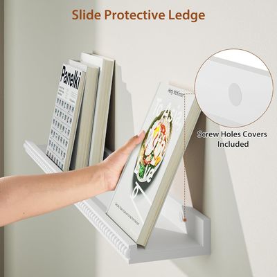 Houten kralen en lippen ontwerp drijvende planken Set van 2 moderne wit voor multifunctionele