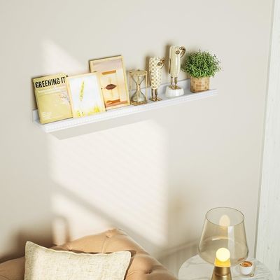 Houten kralen en lippen ontwerp drijvende planken Set van 2 moderne wit voor multifunctionele