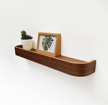 Moderne afgeronde houten planken OEM gebogen walnoot drijvende plank voor thuis
