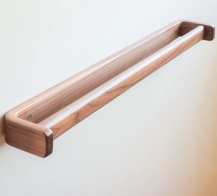 Badkamer handdoekenrek Handgemaakte houten handdoekenrek Grote walnoothanddoekenrail Niet-vouwbare rek