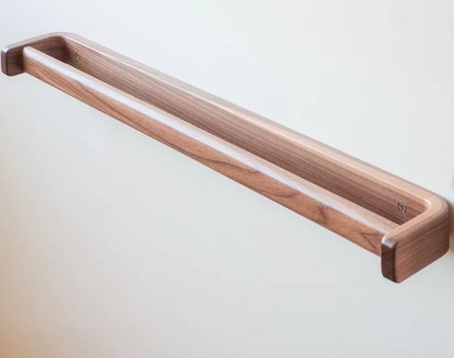 Badkamer handdoekenrek Handgemaakte houten handdoekenrek Grote walnoothanddoekenrail Niet-vouwbare rek