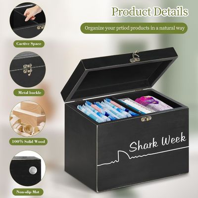 Shark Week Tampon opslagdoos met dienblad Hout gesneden vrouwelijke product organisator