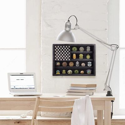 Gouvernementele militaire uitdaging Muntrek Display met houten Amerikaanse vlag muur decor