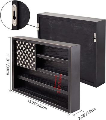 Gouvernementele militaire uitdaging Muntrek Display met houten Amerikaanse vlag muur decor