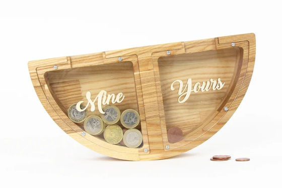 Gepersonaliseerde houten varkensbank MINE YOURS Design Bespaar geld op een leuke en creatieve manier