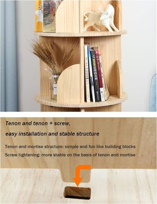 3-5 Tier Kinderen Draaiende Boekenplank voor Algemeen in Witte Woonkamer Boekenkast