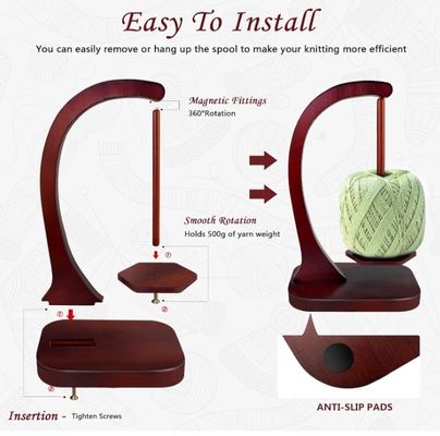 Magnetische metalen draaimechanisme Houten garenspinner voor brei- en haakwerk