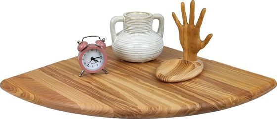 Houten hoekplank voor TV-accessoires en voor het opslaan van kleine plantenfoto's