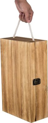 Milieuvriendelijke rustieke gebrande houten dubbele flessen wijncadeautjes met deksel aanpasbaar