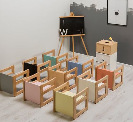 Gepersonaliseerd logo Ruimtebesparende functie 202406 Montessori Houten multifunctionele stoel