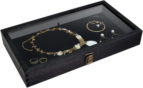 Gepaste grootte Logo Kleur Houten sieraden Display opslagdoos met deksel gemaakt van massief hout