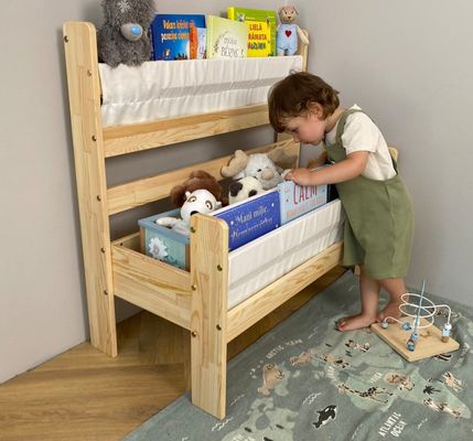 Montessori houten boekenplank Verborgen opslag en ruimtebesparende functie voor peuters
