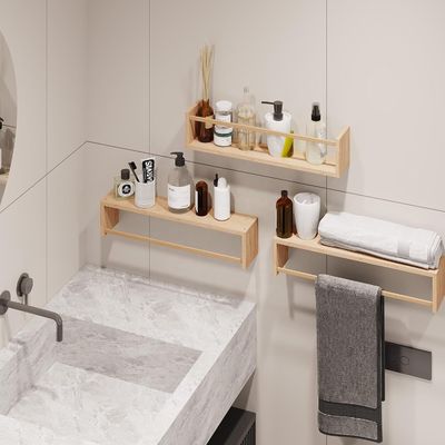 Drijvende boekenplanken in massief hout voor muuropslag en kinderkamerorganisator