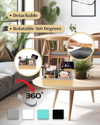 Draaibare telefoonhouder Houten siliconen bamboe bankhouder bak organisator voor bed snacks aangepast logo Acceptabel