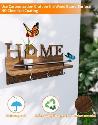 Dubbele laag houten post en sleutelhouder voor muur decoratieve ingang organisator