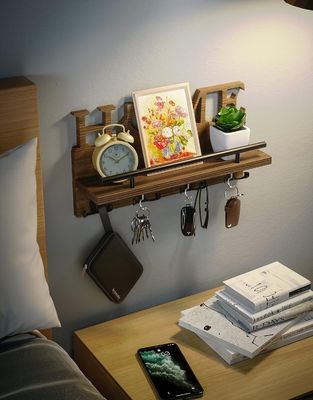 Dubbele laag houten post en sleutelhouder voor muur decoratieve ingang organisator