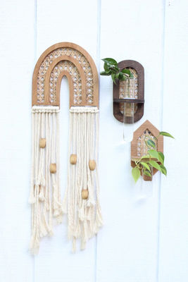 Wandhangende Boho Hydro Planter Wandplanter met zijde-schermprinten/Burned